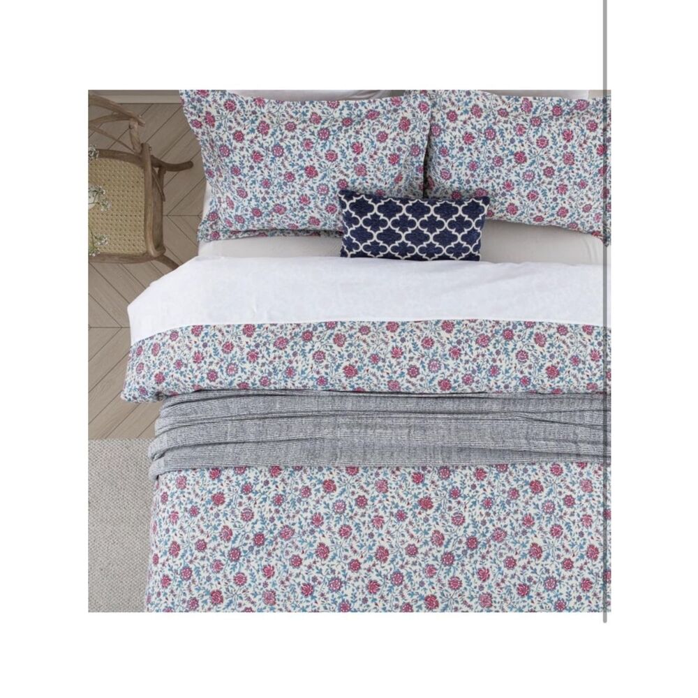 New Twin Floral Print Duvet Quilt Set in Cream and Pink 💯 Cotton - Picture 5 of 12